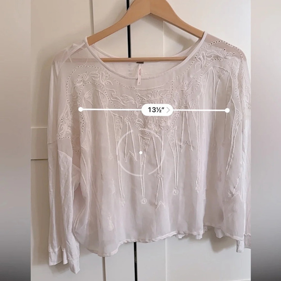 Free People Embroidered Bell Sleeve Blouse Size Small - Picture 6 of 7